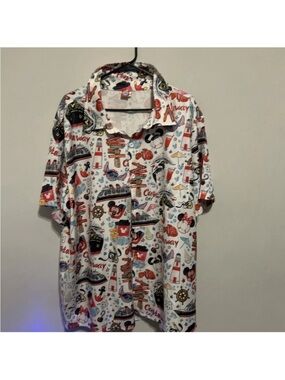 Casual White Short-Sleeve Cruise Print Shirt